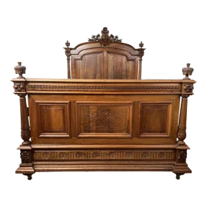 Antique French Napoleon III Walnut Full Size Bed