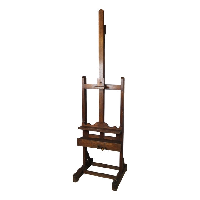 Antique Oak Painters Easel, 1800s For Sale