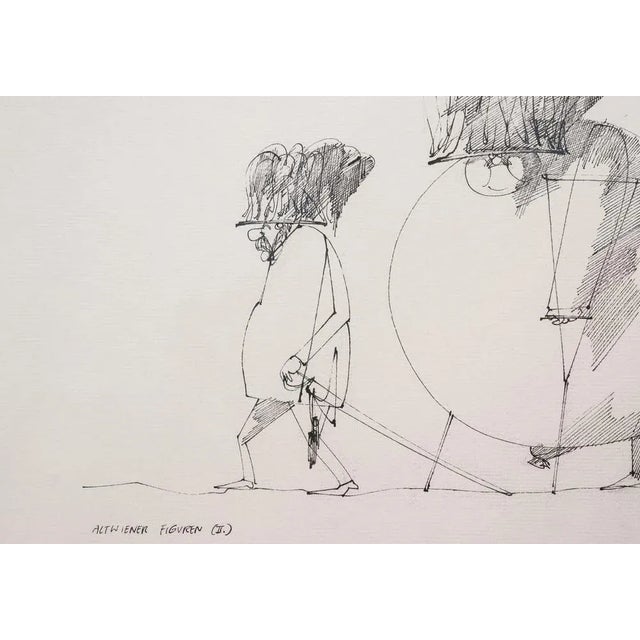 Paul Flora, Altwiener Figuren II (Old Viennese Characters), 1965, Ink on Paper For Sale - Image 4 of 7