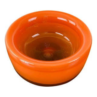 Vintage Mid-Century Modern Eva Englund for Pukeberg Sweden Orange Art Glass Bowl For Sale