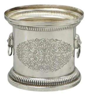 Vintage English Regency Silver Plated Small Lion Head Oval Desk Biscuit Barrel