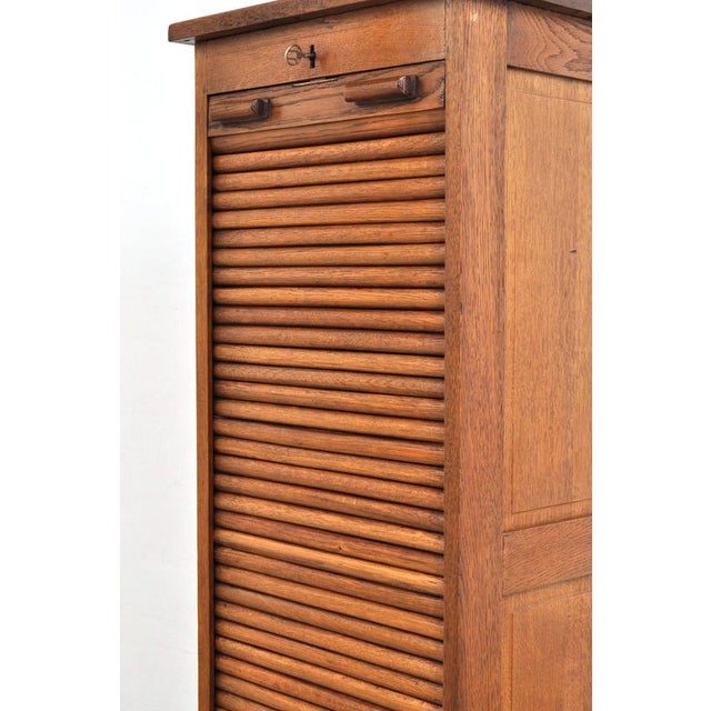 Antique Roller Door Cabinet in Oak, 1900s For Sale - Image 12 of 13