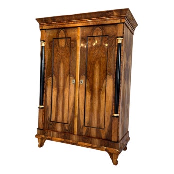 Antique Empire Column Cabinet in Walnut For Sale