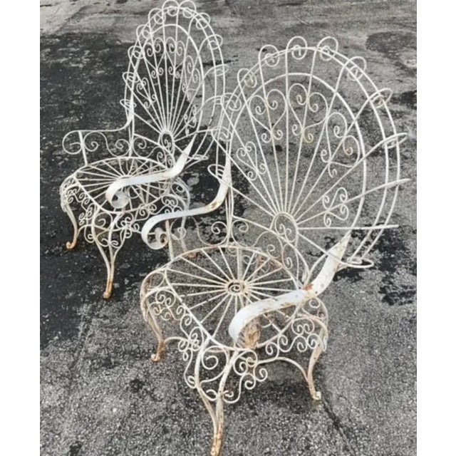Vintage Boho Wrought Iron Peacock Chairs After Salterini - Set of 2, Attributed For Sale In West Palm - Image 6 of 8