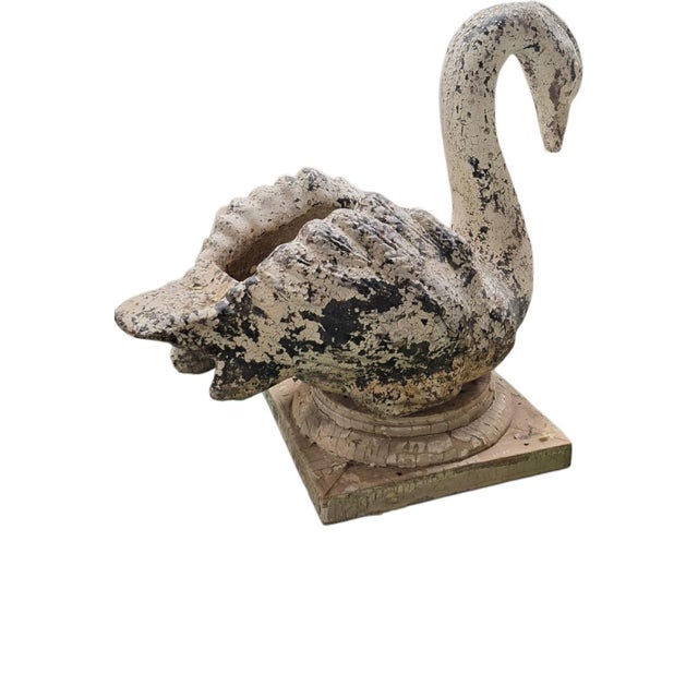 French 1930s Early Concrete Swan on Plinth For Sale - Image 3 of 5