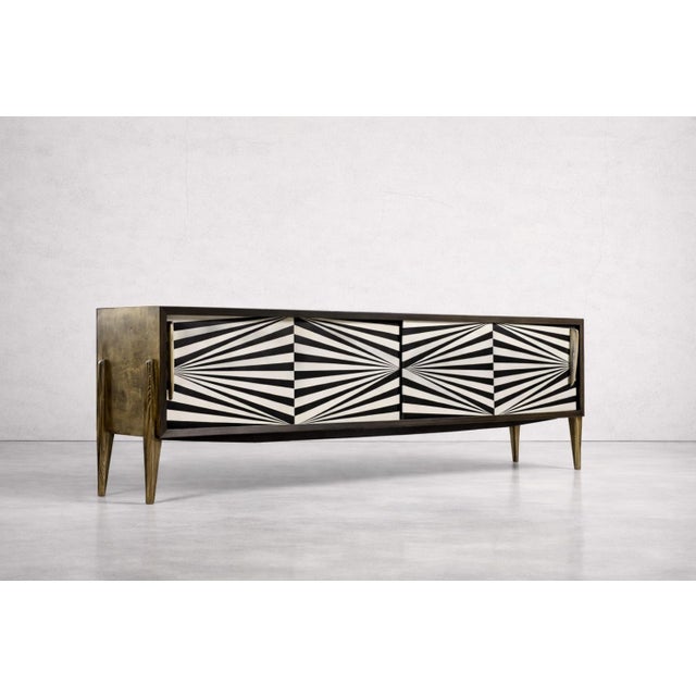 Modern Scandinavian Sideboard in Birch with Hand-Painted Op-Art Pattern, 1960s For Sale - Image 3 of 18