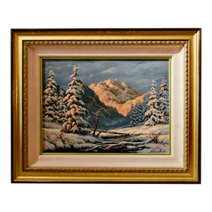 Frank Kecskes Jr Winter Sunset C. 1990 Painting