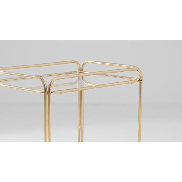 Early 20th Century Early 20th Century French Brass Bar Cart with Glass Top on Wheels For Sale - Image 5 of 18