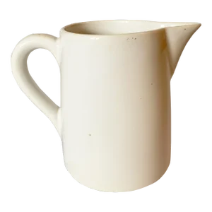 Vintage French White Glazed Stoneware Pitcher Milk Jug