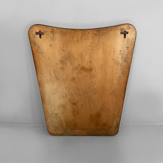 Mid-Century Modern Italian Shaped Wall Mirror in Burnished Brass, 1950s For Sale - Image 13 of 15