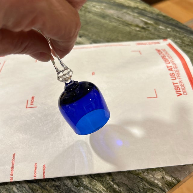 1930s Set of Seven Rare Cobalt Blue Louie Cordial Glasses West Virginia For Sale - Image 9 of 9