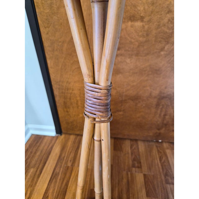 Mid-Century Bamboo Tripod Floor Lamp For Sale In Greensboro - Image 6 of 11