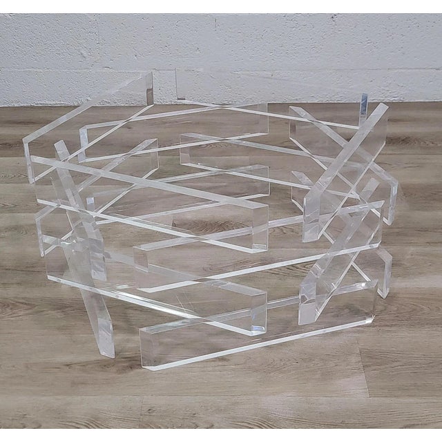 Stacked Lucite Coffee Table Base For Sale In Miami - Image 6 of 7