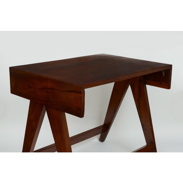 Wood Pierre Jeanneret Desk and Stool From the City of Chandigarh, India 1950 - 1959 For Sale - Image 7 of 7