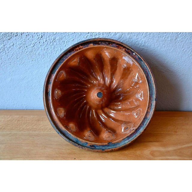 Antique Glazed Terracotta Kougelhopf Mold, Alsace, 19th Century For Sale - Image 4 of 6