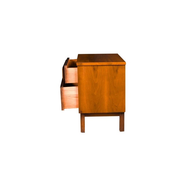 1970s 1970s Mid Century Cane Walnut Brass Nightstand For Sale - Image 5 of 8