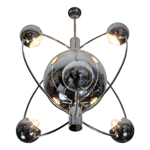 Mid-Century Modern Space Age Italian Chrome Chandelier, 1960 For Sale