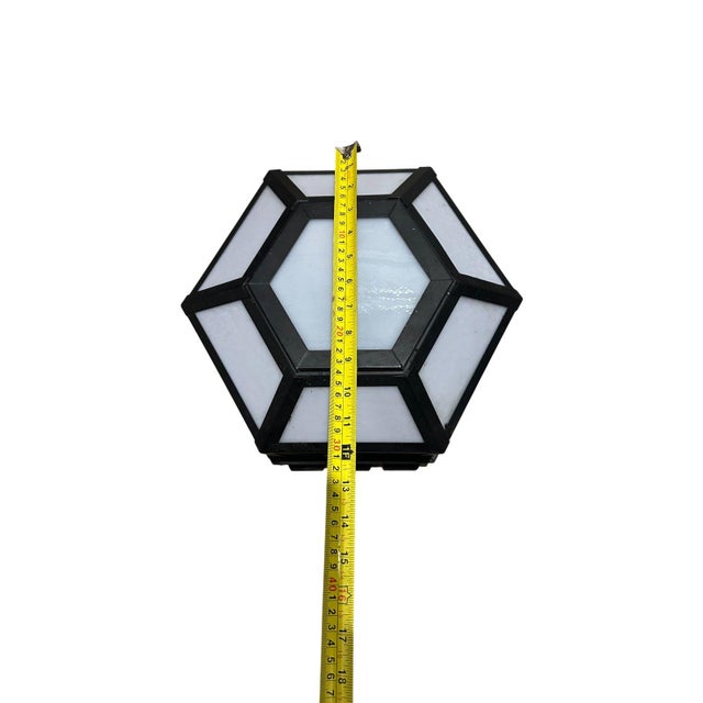 Vintage Art Deco Style Geometric Flush Mount Ceiling Light Milk Glass For Sale In Pittsburgh - Image 6 of 9