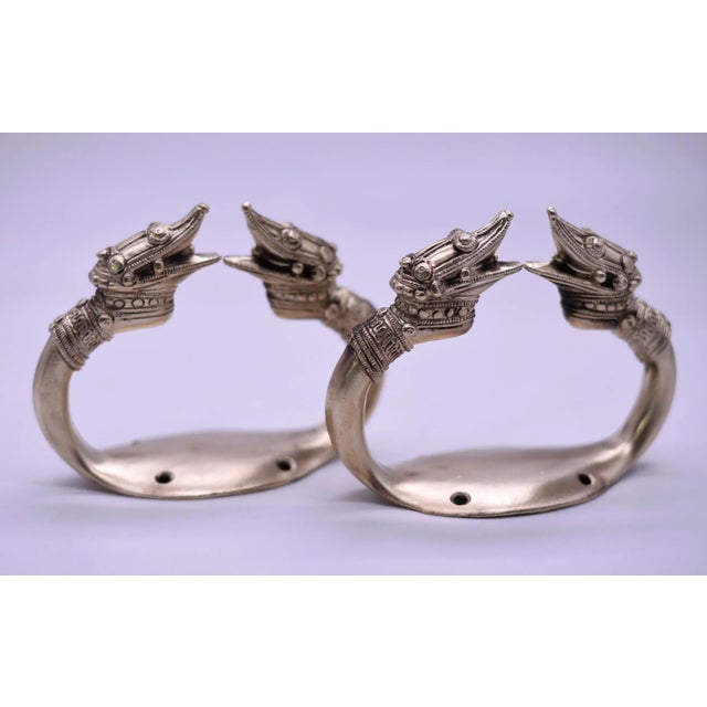 Mid 20th Century Vintage Chinoiserie Brass Dragon Towel Holders - a Pair For Sale - Image 5 of 10