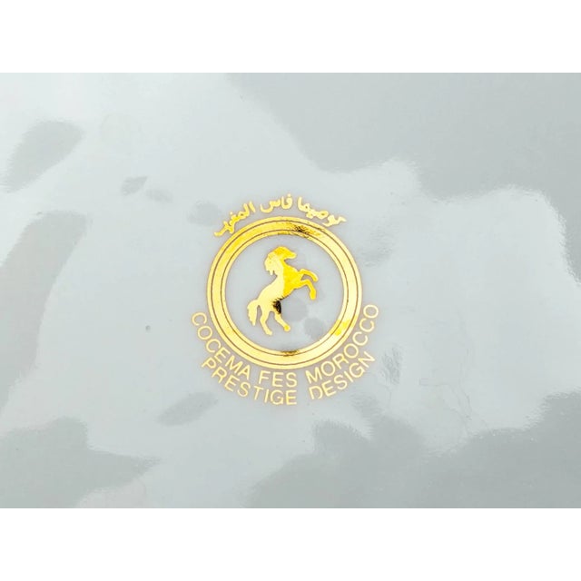 Mid 20th Century Cocema Fes Morocco Prestige Design Green & Gold Porcelain Covered Soup Tureen For Sale - Image 9 of 9