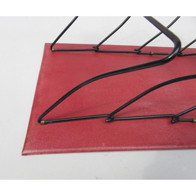 Art Nouveau Wall Newspaper Stand in Metal Bordeau Red, Black & Gold, 1890s For Sale - Image 12 of 15