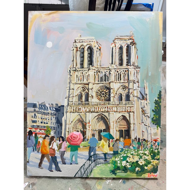 "Notre Dame Paris at Dusk, After the Storm" Painting For Sale In Atlanta - Image 6 of 8