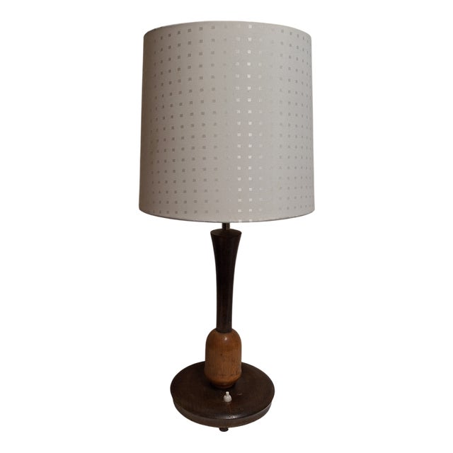 German Art Deco Table Lamp in Turned and Stained Maple, 1930s For Sale