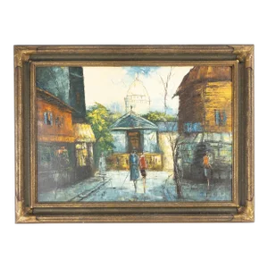 Mid-Century Oil Painting of a Parisian Street Scene