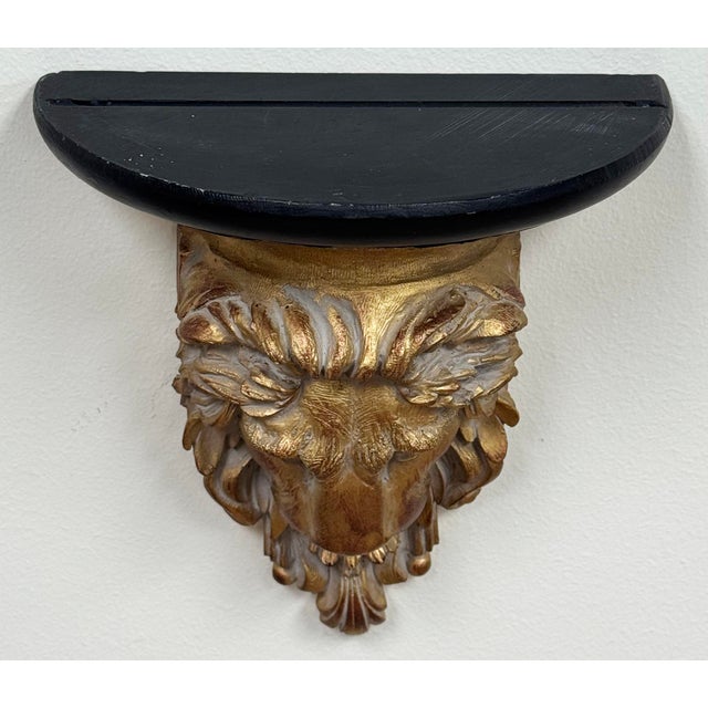 Figurative Vintage Gilded Lion Bust Wall Shelf For Sale - Image 3 of 7