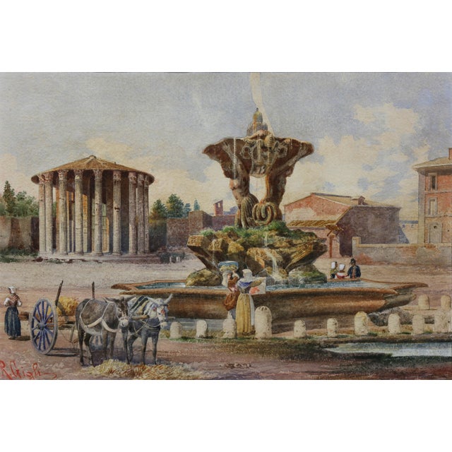 Three Italian Framed Watercolors of Scenes of Rome For Sale In Boston - Image 6 of 13