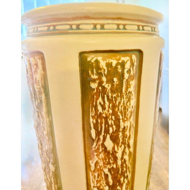 Camel Early 20th Century Roseville Florentine Umbrella Stand For Sale - Image 8 of 12
