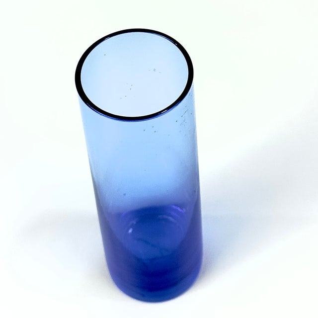 Glass Timeless Vintage Cylindrical Cobalt Glass Vase Curation - Group of 5 For Sale - Image 7 of 12