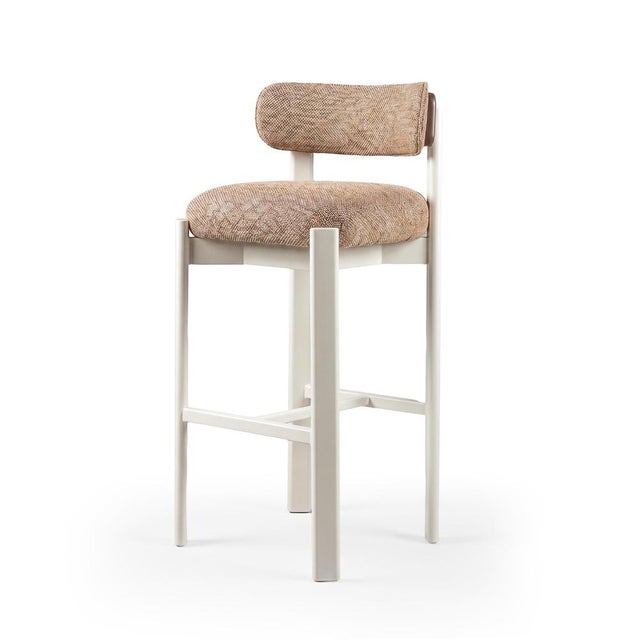 Not Yet Made - Made To Order Siena Bar Chair in Akalu Autumn Fabric and Taupe Lacquered Structure by Mambo Unlimited Ideas For Sale - Image 5 of 5