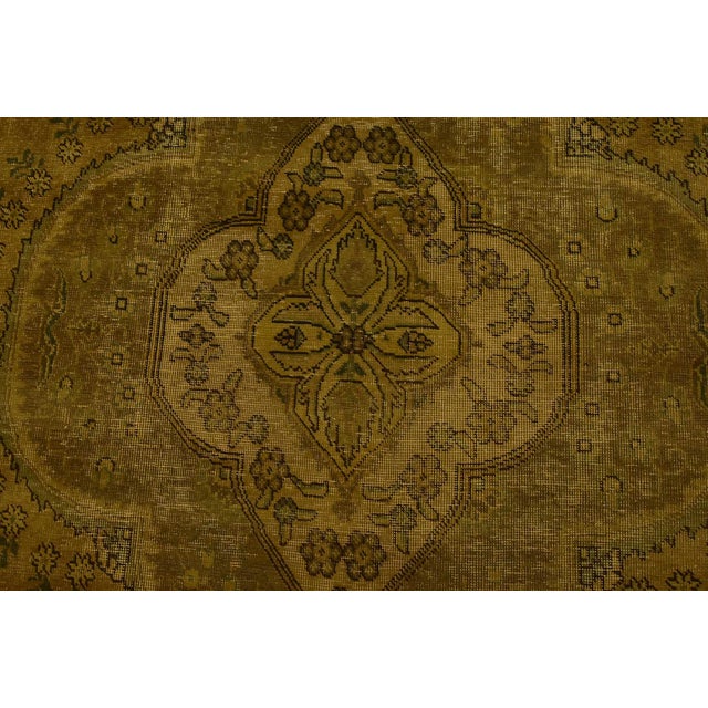 Tabriz Rug 9’9” X 11’11” Gold Wool Vintage Overdyed Hand-Knotted Carpet For Sale In Philadelphia - Image 6 of 15