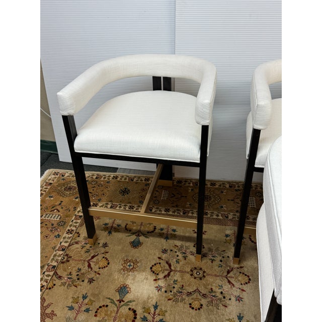 Linen Worlds Away Cruise Counter Stools, Set of Four For Sale - Image 8 of 12