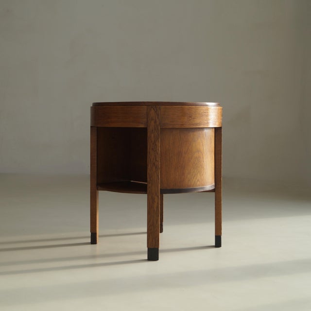 Dutch Art Deco Oak Accent Table with Storage, 1920s For Sale - Image 9 of 18