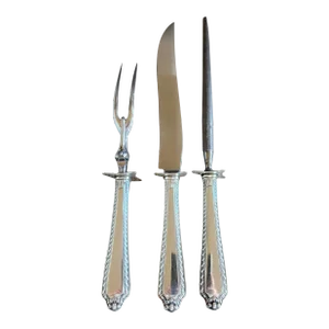 1930s Reed and Barton Hawthorn Pattern Sterling Silver Carving Set- 3 Pieces