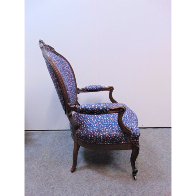 Late 19th Century Victorian Rose Carved Mahogany Chair For Sale - Image 5 of 7