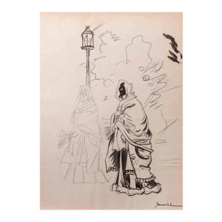 Pierre Georges Jeanniot, Figure, Drawing in Pencil, Early 20th Century For Sale