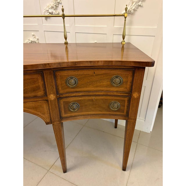 Antique Edwardian Figured Mahogany Serpentine Sideboard, 1900 For Sale - Image 4 of 15
