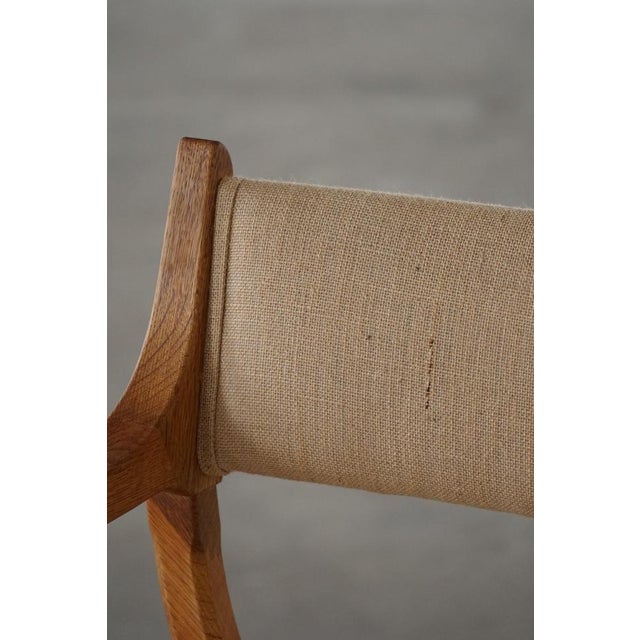 Mid-Century Modern Kurul Armchair in Oak and Hessian by Henning Kjærnulf, 1960s For Sale - Image 11 of 18