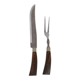 Westall Richardson Sheffield Stainless Steel Carving Knife Fork 2pc Pair 5147b For Sale