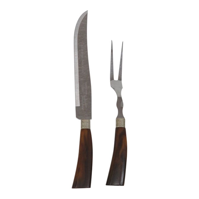 Westall Richardson Sheffield Stainless Steel Carving Knife Fork 2pc Pair 5147b For Sale