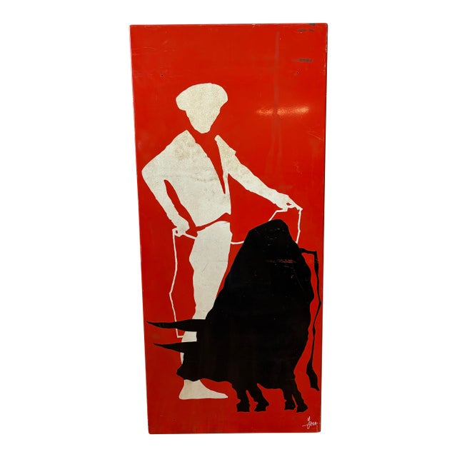 Mid 20th Century Minimalist Graphic Matador Metal Panel For Sale