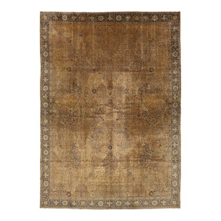 1920's Antique Tabriz Style Rug Golden Ochre & Indigo Tree of Life Design For Sale