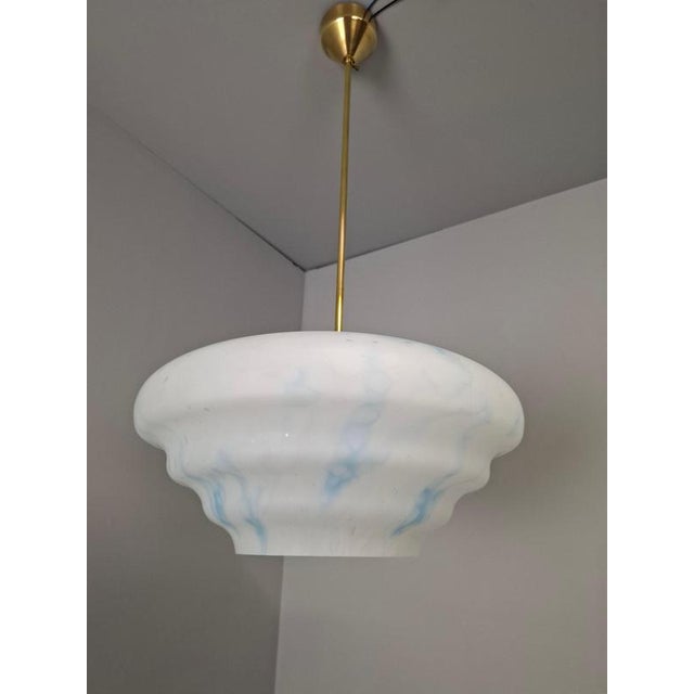 Mid-Century Modern Pendant Lamp in Opaline Glass and Brass from Napako, Czechoslovakia, 1970s For Sale - Image 15 of 17