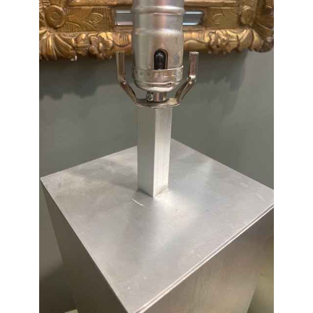 Pair of Vintage Platinum Metal Table Lamps For Sale - Image 9 of 9