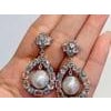 Bochic "Orient" Vintage Topaz & White Pearls Earrings Set 18K Gold & Silver For Sale - Image 16 of 18