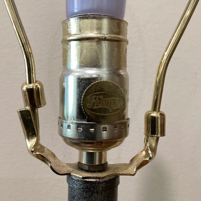 Bronze Vintage Crystal Clear Glass Neoclassical Style Hunter Table Lamp For Sale - Image 8 of 12