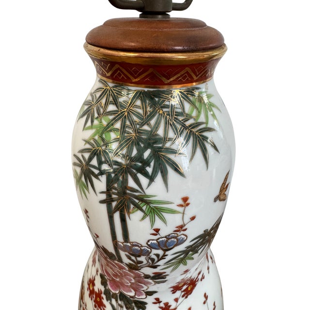 Vintage Porcelain Chinoiserie Floral Table Lamps 26" – Newly Rewired - a Pair For Sale - Image 4 of 10